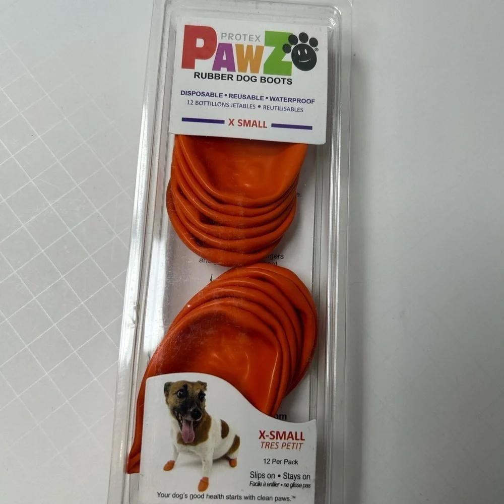 Protex Pawz Rubber Dog Boots X Small Orange 12 per pack